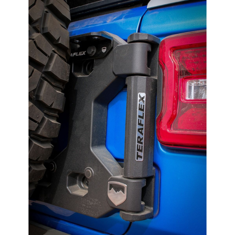 TeraFlex 4838920 2018-2023 Jeep Wrangler JL Alpha HD Hinged Spare Tire Carrier and 5" X 5" Adjustable Spare Tire Mount Kit