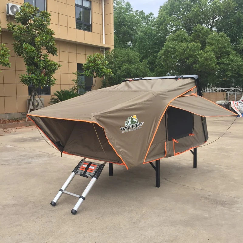 Tuff Stuff Overland TS-RTT-CS2-BK Alpha II Hard Top Side Open Tent, Black, 2 Person Roof Top Tent