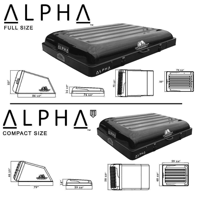 Tuff Stuff Overland TS-RTT-CS2-BK Alpha II Hard Top Side Open Tent, Black, 2 Person Roof Top Tent