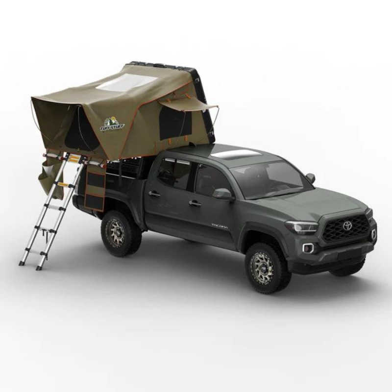 Tuff Stuff Overland TS-RTT-CS2-BK Alpha II Hard Top Side Open Tent, Black, 2 Person Roof Top Tent