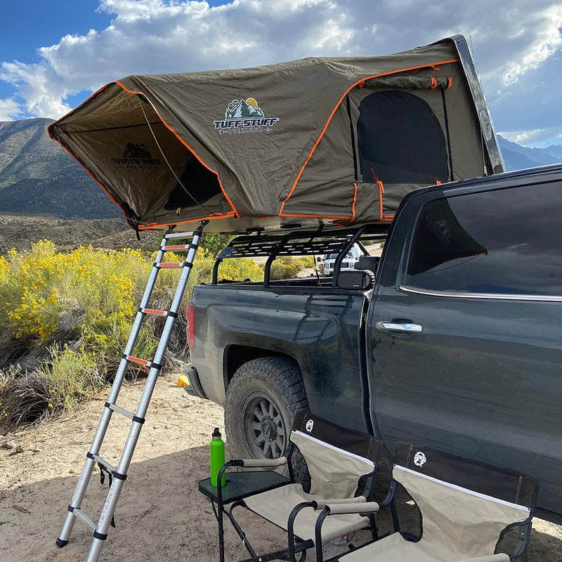 Tuff Stuff Overland TS-RTT-CS2-BK Alpha II Hard Top Side Open Tent, Black, 2 Person Roof Top Tent
