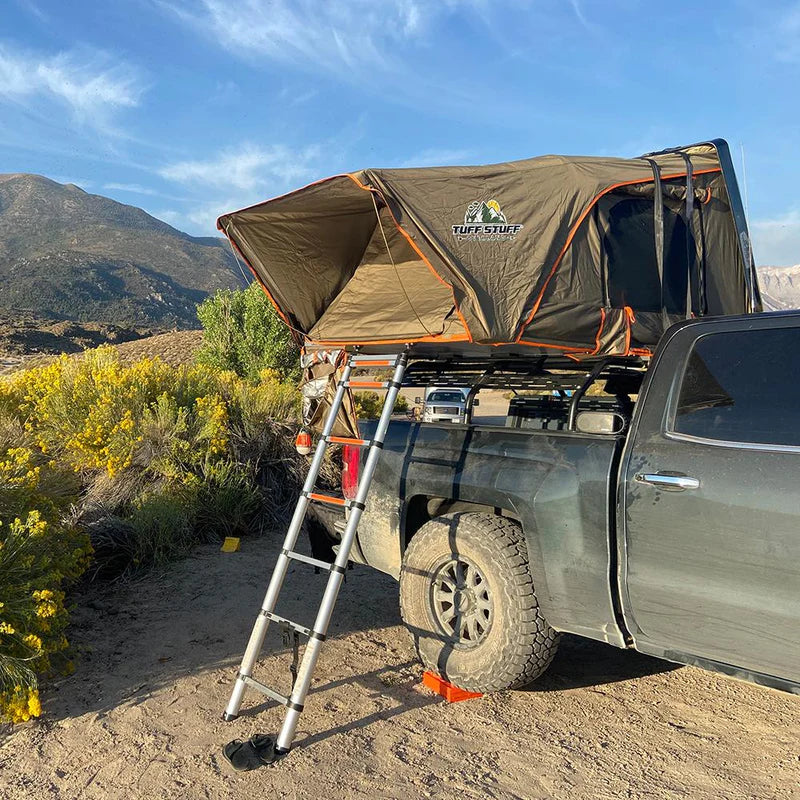 Tuff Stuff Overland TS-RTT-CS2-BK Alpha II Hard Top Side Open Tent, Black, 2 Person Roof Top Tent