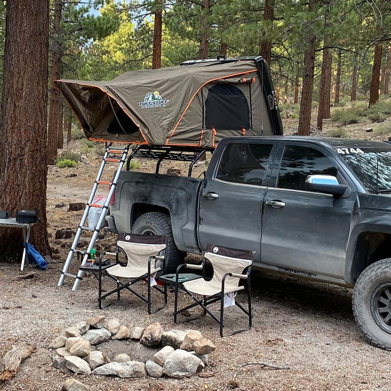 Tuff Stuff Overland TS-RTT-CS2-BK Alpha II Hard Top Side Open Tent, Black, 2 Person Roof Top Tent
