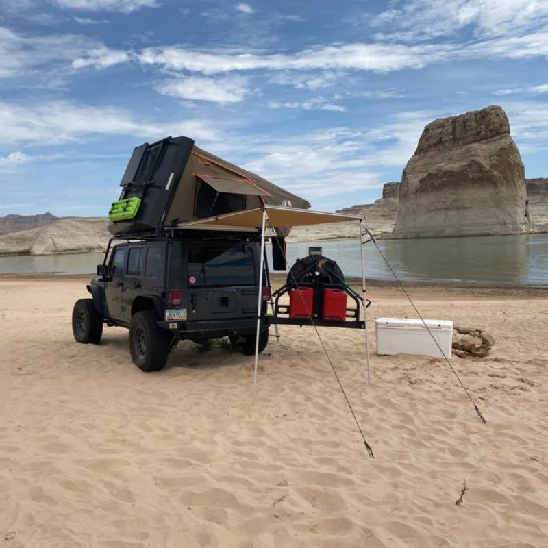 Tuff Stuff Overland TS-RTT-STLTH Stealth Aluminum Side Open Tent, 3 Person Roof Top Tent