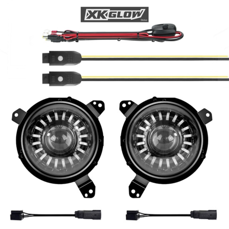 XK Glow XK-7IN-JP-KIT-JL 2018-2023 Jeep Wrangler JL 7" RGB LED Headlights with Smartphone App Control