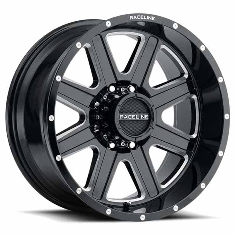 Toyota Tacoma 16''X8'' 5X114.3 0mm Gloss Black Wheels 1996-2004 Raceline Hostage 940M-68012-00 With Milled Spoked Edges