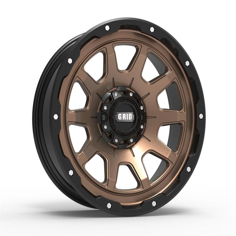 Toyota Tacoma 17''X9'' Matte Bronze Wheels 2000-2015 Grid Wheels GD1517090027Y0078 With Black Lip