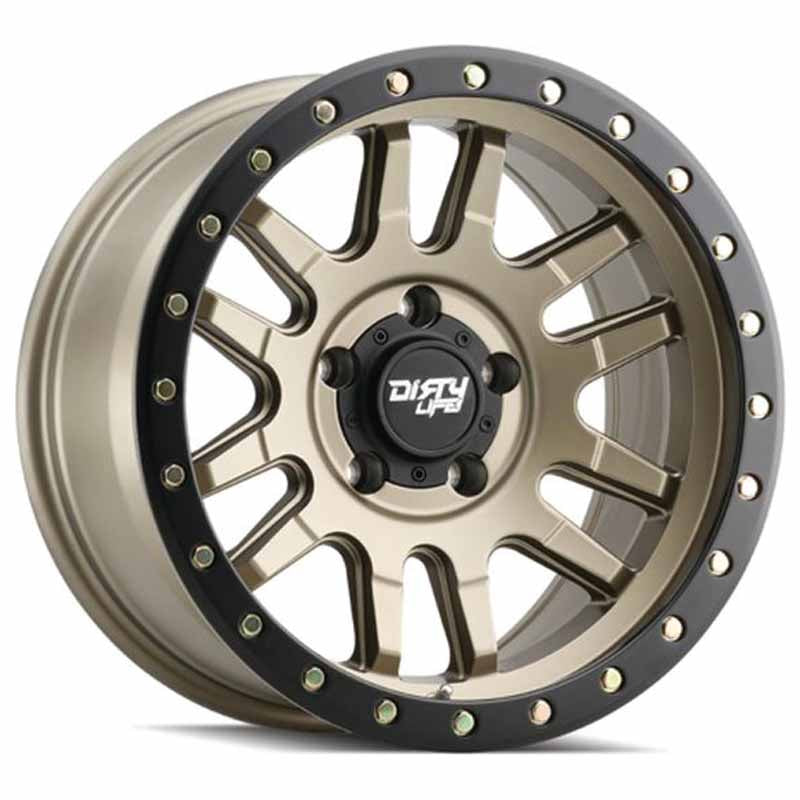 Toyota Tacoma 17''X9'' Satin Gold Wheels 1995-2023 Dirty Life Race Wheels 9309-7983MGD0 With Black Lip