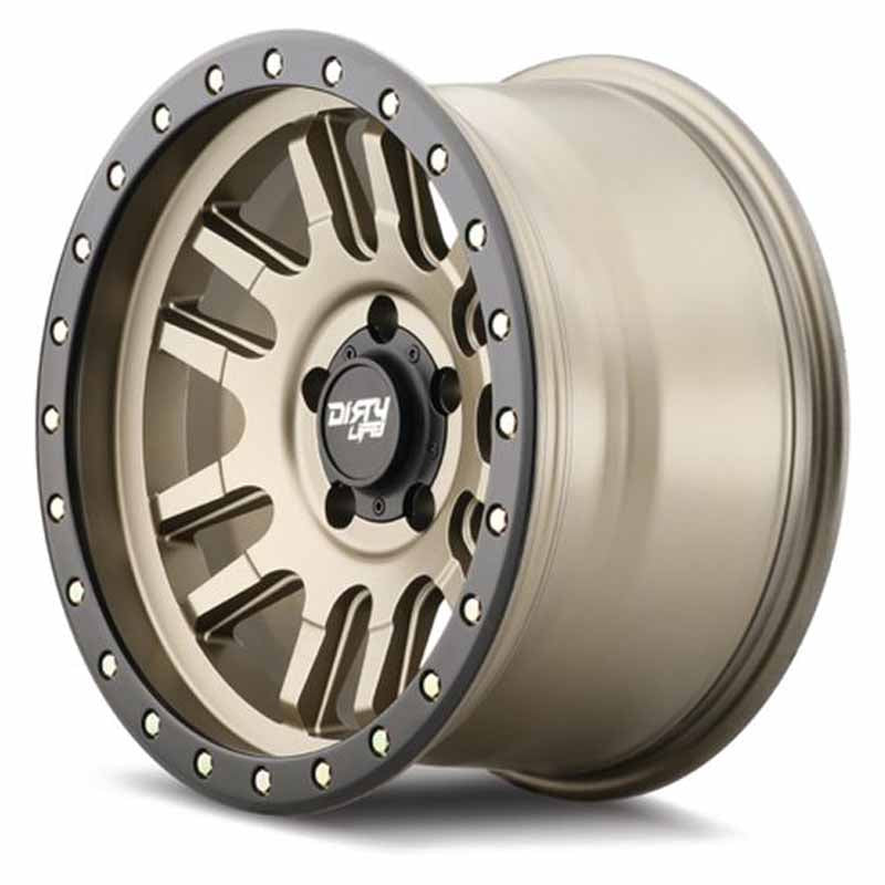 Toyota Tacoma 17''X9'' Satin Gold Wheels 1995-2023 Dirty Life Race Wheels 9309-7983MGD0 With Black Lip