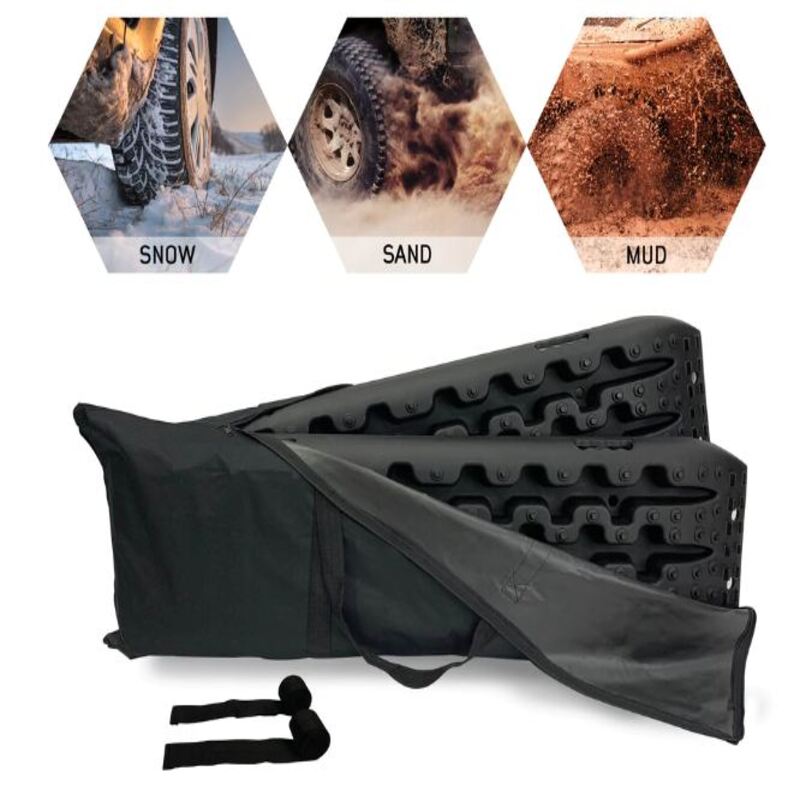 Toyota Tacoma Black Injection Molded Nylon Traction Mat 1995-2023 Overland Vehicle Systems 19169910 With Nylon Strap And Water Resistant Storage Bag