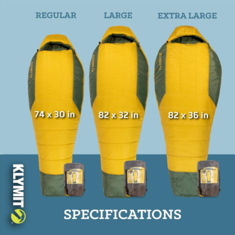 Klymit 13WAYL00D Wild Aspen™ 0 °F 74" x 30" Yellow Large Sleeping Bag