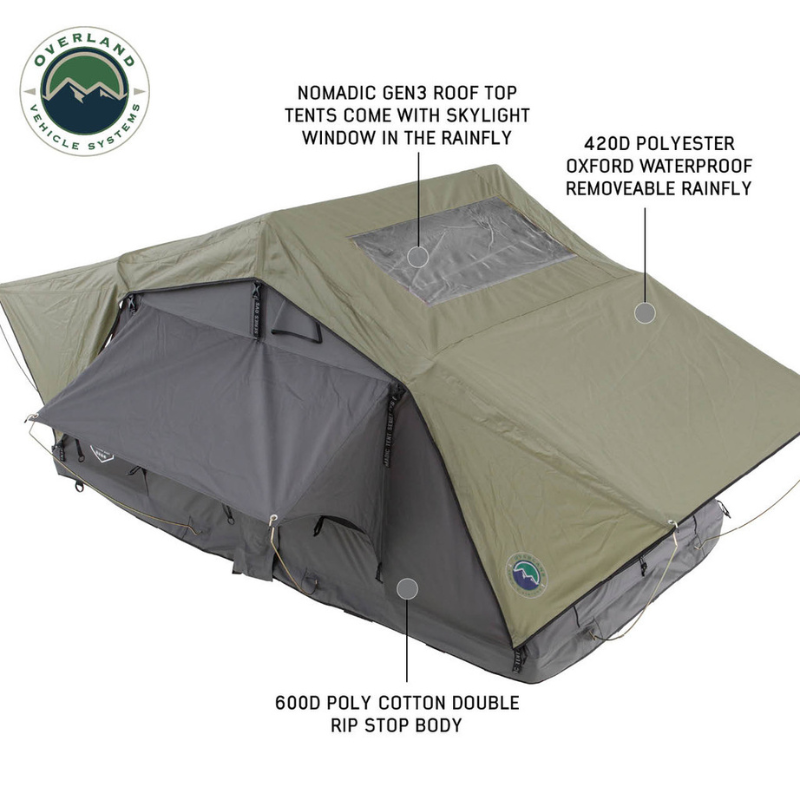 Overland Vehicle Systems 18439936 Nomadic 3 Extended Roof Top Tent
