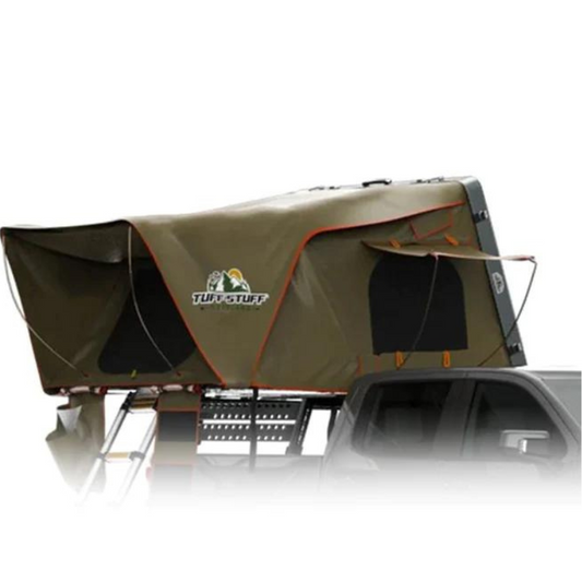 Tuff Stuff Overland TS-RTT-CS-GR Alpha Hard Top Side Open Roof Top Tent, Gray, 4 person Roof Top Tent