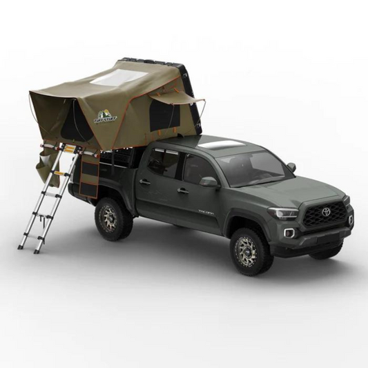 Tuff Stuff Overland TS-RTT-CS2-BK Alpha II Hard Top Side Open Tent, Black, 2 Person Roof Top Tent