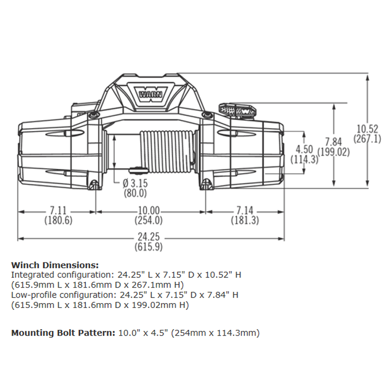 Toyota Tacoma 10000Lb Steel Winch Rope 1995-2001 Warn 88990