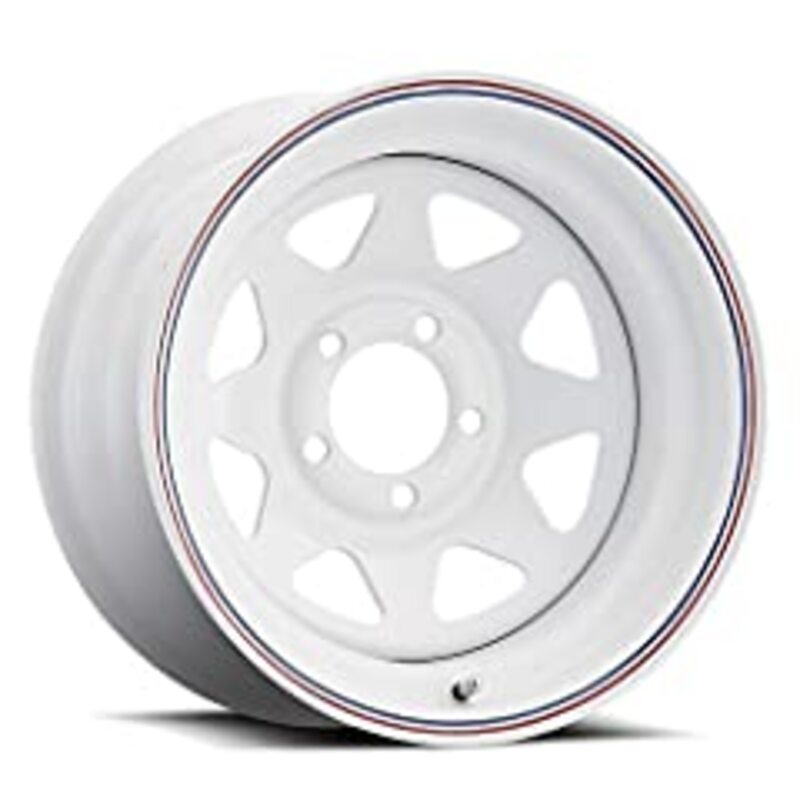 Toyota Tacoma 15''X6'' White Steel Wheels 1995-2023 Cragar Highway Series 1522660400B With Red And Blue Strips