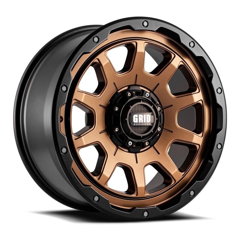 Toyota Tacoma 17''X9'' Matte Bronze Wheels 2000-2015 Grid Wheels GD1517090027Y0078 With Black Lip