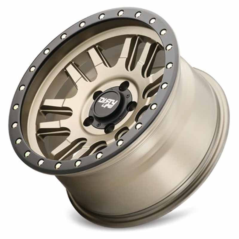 Toyota Tacoma 17''X9'' Satin Gold Wheels 1995-2023 Dirty Life Race Wheels 9309-7983MGD0 With Black Lip