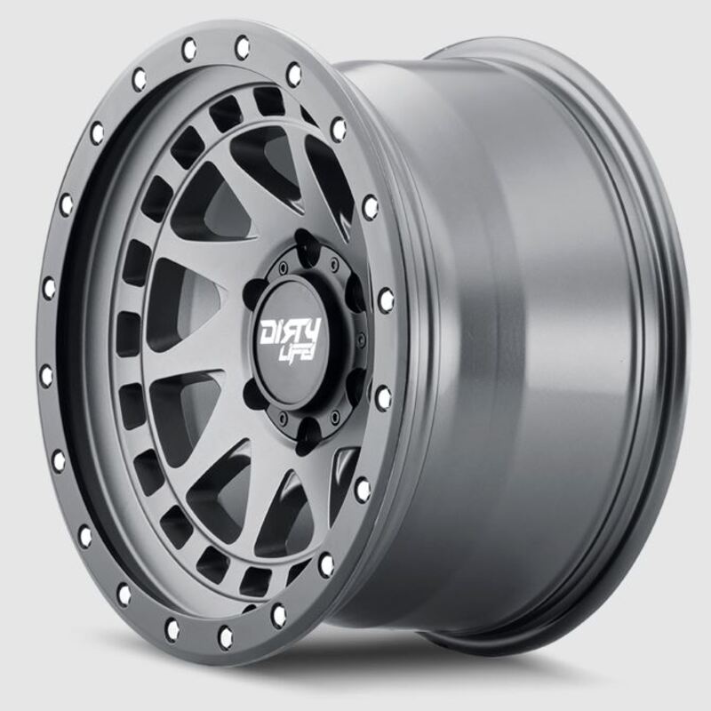 Toyota Tacoma 17''X9'' Satin Graphite Wheels 1995-2023 Dirty Life Race Wheels 9311-7983MGT12 With Black Lip