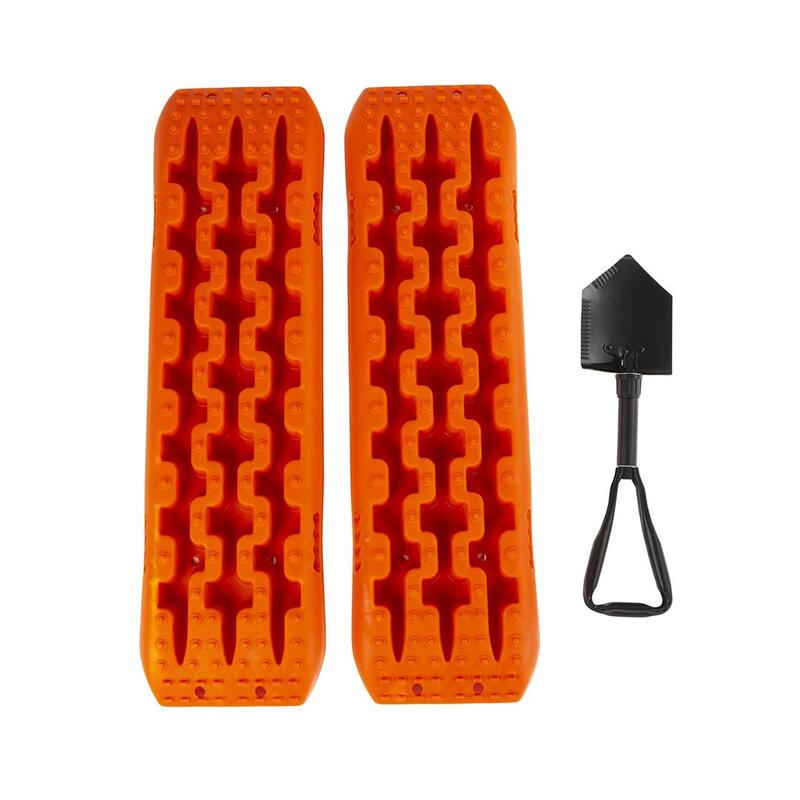 Toyota Tacoma Orange Reinforced Nylon Set of 2 Traction Mat 1995-2023 Rugged Ridge 15104.46 With Tri-Fold Shovel